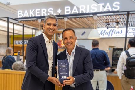 Bakers + Baristas group MD Vikesh Patel (left) with Miko Coffee sales director Pier Luigi Marras - 2100x1400