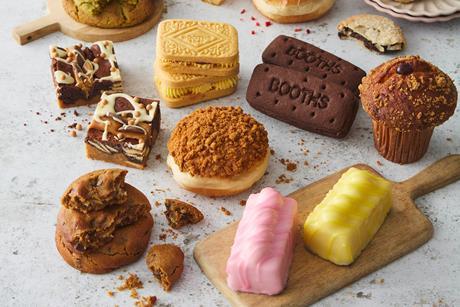 Booths bakery group shot with custard creams, bourbons, tiffin, cookies, and more
