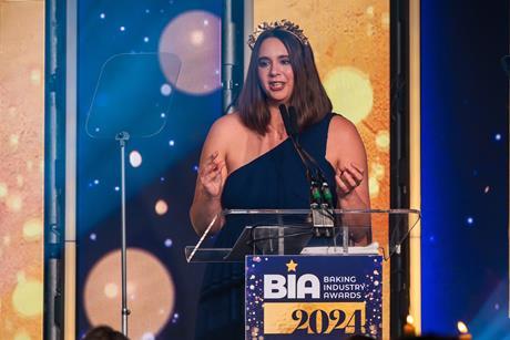 Amy North speaking at the 2024 Baking Industry Awards