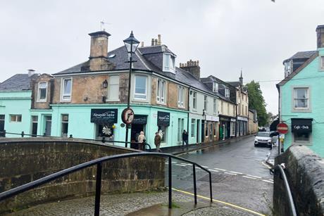 Alexander Taylor bakery and cafe on either side of Waterside Street in Strathaven, south Lanarkshire - 2100x1400