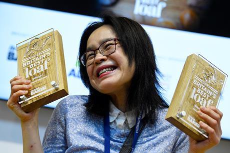 Kuma-San Bakehouse founder Miyo Aoetsu gleefully grips her trophies for Britain’s Best Loaf 2023 and Innovation category winner