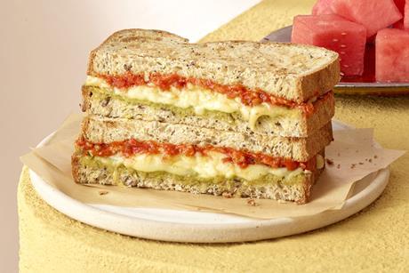 Costa Coffee - Gluten Free Mozzarella & Pesto Toastie with Roasted Pepper Sauce - 2100x1400