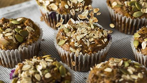 Granola is an increasingly popular topping for muffins