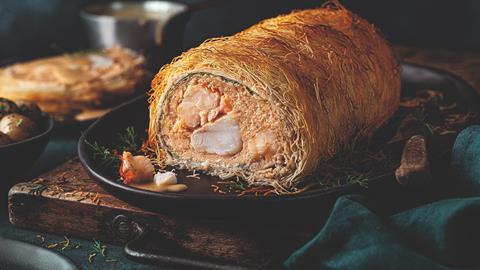 Monkfish, Salmon & Lobster Wellington by Tom £100 1.6kg