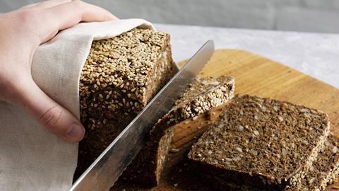 Rye bread being sliced