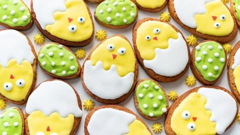 Decorated sugar cookies made to look like hatching chicks