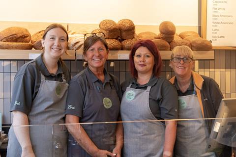 Birds Bakery - L-R Ruddington shop team - Assistant manager Sophie, Kelly, manager Sarah, and Deana