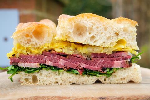 Baked Bean - Pastrami sandwich on focaccia - 2100x1400