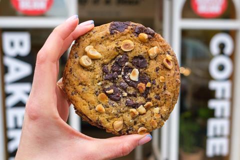 Baked Bean - Chocolate & Hazelnut Cookie in front of Ironbridge shop - 2100x1400