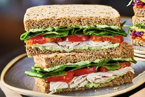 M&S Cafe Chicken & Basil Salad Sandwich  2100x1400