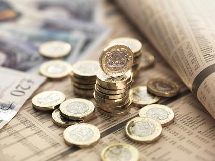 Close up of British pound coins