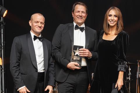 Gail’s managing director Nick Ayerst collects the Bakery Retailer of the Year award from IFF commercial manager Vincent Mathys and Alex Jones
