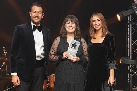 IRCA Group’s head of sales Alessandro Crespi presents the Online Bakery Business of the Year trophy to a very surprised Rachel Hanretty, founder of Mademoiselle Macaron