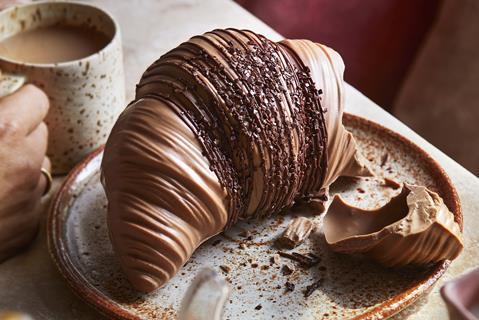 A croissant made entirely out of chocolate