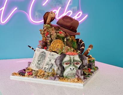 An Indiana Jones themed cake made by Elaine's Creative Cakes