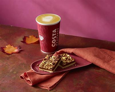 Costa Nuts about Maple Slice_Costa Express Maple Hazel Latte_Autumn 2024_Costa Coffee