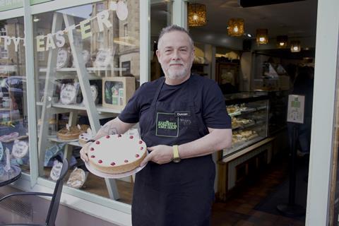 Duncan Kirk standing outside The Bakewell Tart Shop