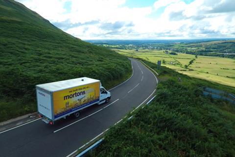 A Mortons Rolls delivery vehicle drives across the Scottish countryside  2100x1400