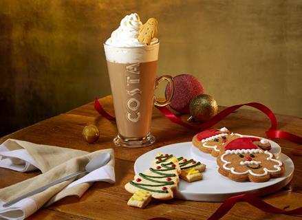 Costa gingerbread latte and biscuits