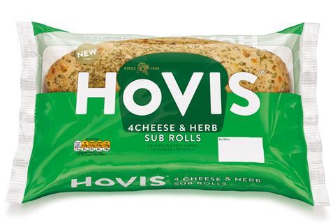 Hovis cheese & herb sub rolls in packaging