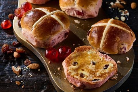 Co-op - Cherry Bakewell Hot Cross Buns