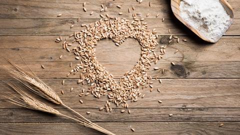 A heart made out of wheat grains