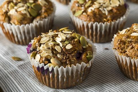 Healthy muffins with seeds on top