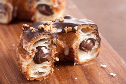 Cronut with chocolate in the middle
