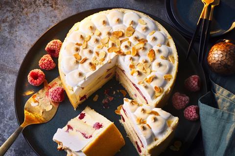 An indulgent layered cake with lashings of toasted meringue on top