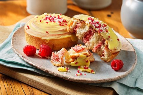 Buns topped with yellow icing and pink & white sprinkles