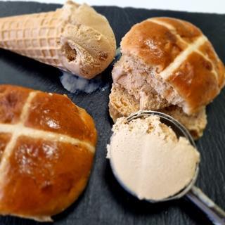 Extra Fruity Hot Cross Buns with ice-cream filling