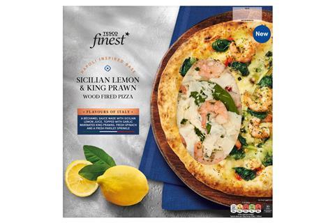 Tesco Finest Sicilian Lemon King Prawn Pizza  - 2100x1400