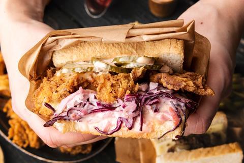 Deep filled fried chicken sandwich