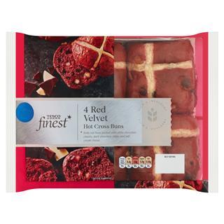 Tesco Finest 4 Red Velvet Hot Cross Buns