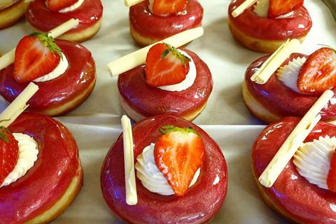 Strawberrry Doughnuts Made in MONO Equipment's Test Bakery