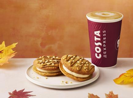 Maple Hazel Costa Express Latte_Maple Hazel Cookie Sandwich_Costa Coffee Autumn 2025