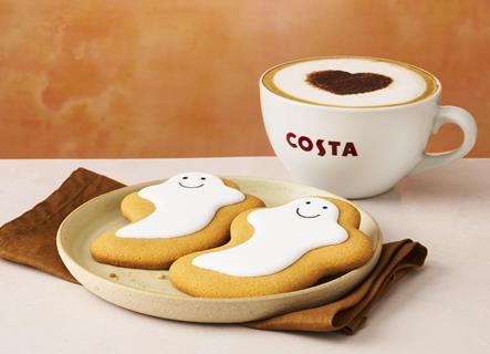 Iced Gingerbread Ghost Biscuit_Cappuccino_Costa Coffee Autumn 2025