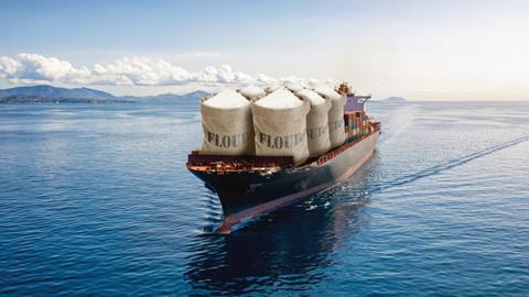 Flour on a ship for export
