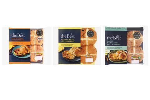 Morrisons The Best Extra Fruity, Lemon Drizzle, and Apple & Cinnamon Hot Cross Buns  2100x1400