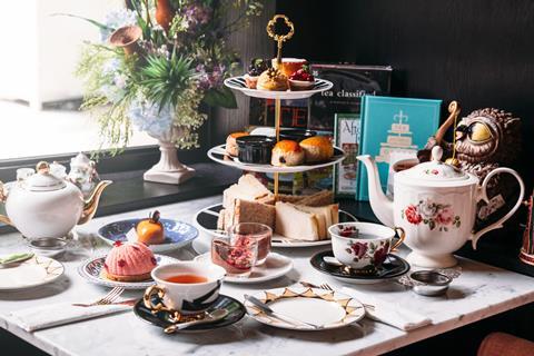 Afternoon tea laid out on a table