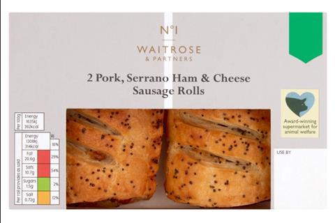 Waitrose pork serrano and cheese sausage rolls