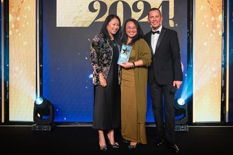 Sisters Emily and Annabel Lui smile in shock after their bakery Cutter and Squidge was Online Bakery Business of the Year 2024