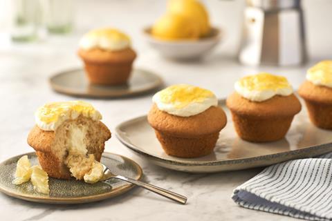 Cupcakes with a cream cheese frosting and yuzu fruit compound on top