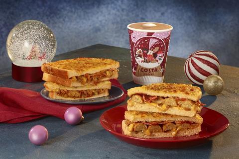 Costa Christmas 2024 Pigs & Blanket Toastie and Hog Roast Toastie