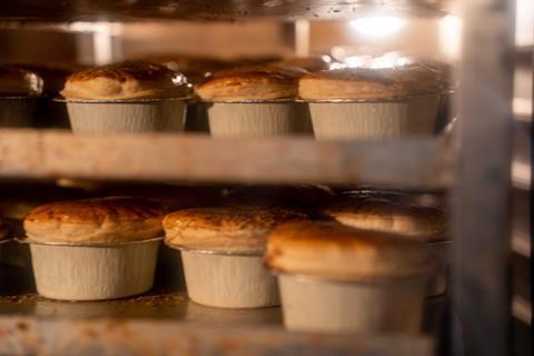 Higgidy hot pies in the oven