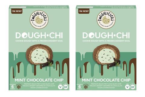 Doughlicious vegan mint choc chip Dough Chi