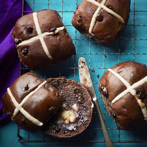 Waitrose triple chocolate hot cross buns