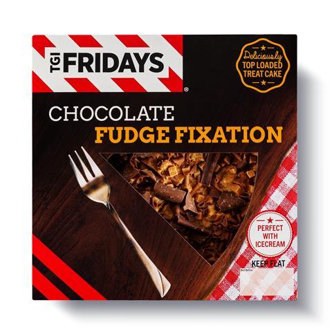 Finsbury TGI Fridays traybakes Fudge Fixation in packaging