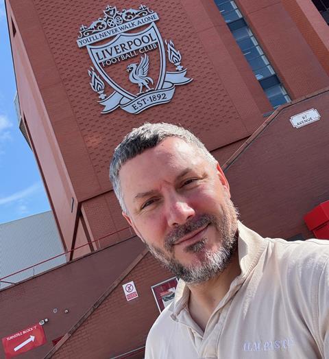 HM Pasties - Founder Lee Wakeham outside Liverpool FC's Anfield stadium - 1650x1800