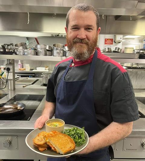 The Montagu Arms Hotel - Chef Ben with his winning kimchi and cheese sourdough toastie - 960x1069